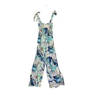 Fanco Tropical Floral Smocked Waist Jumpsuit Size Small